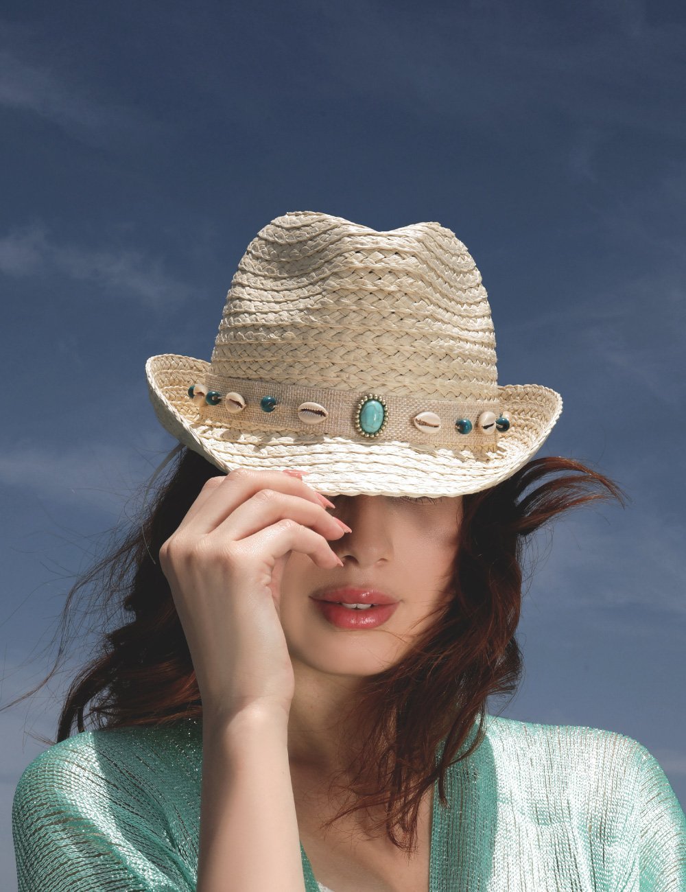 Chapeau de plage avec coquillage Joliesse Tunisie