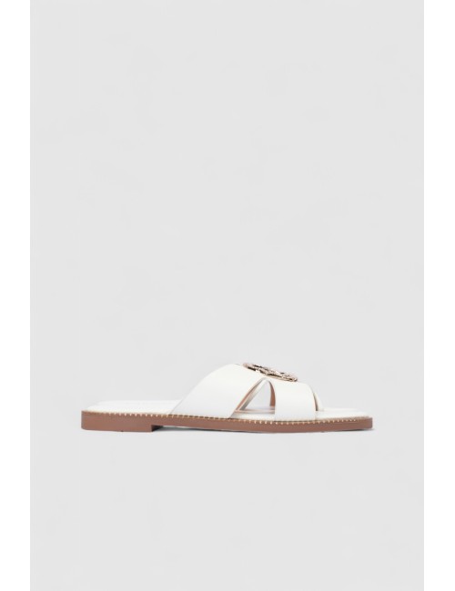 Mules Plates en Cuir Cognac...