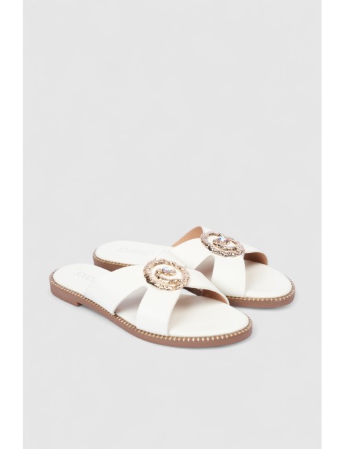 Mules Plates en Cuir Cognac...