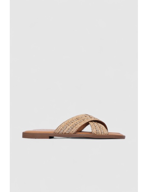 Mules plates croisées