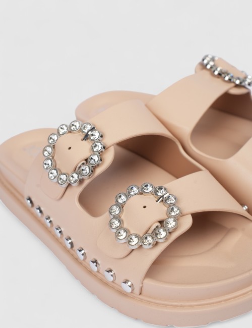 Mules à boucles strass et...
