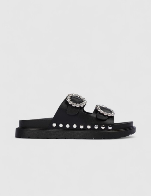 Mules à boucles strass et...
