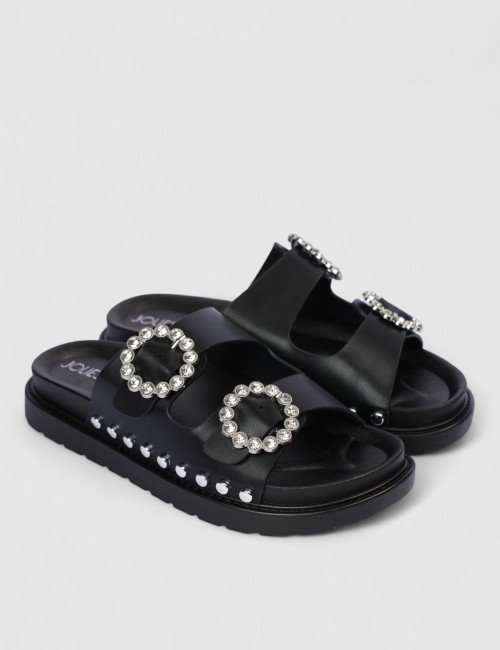 Mules à boucles strass et...
