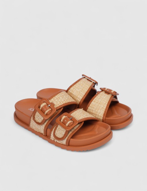 Mules femme beige à bride...