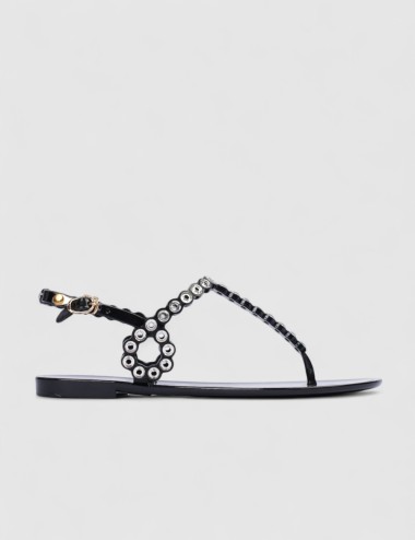 Cette image contient Nu-pieds à bijoux argentées raffinés chez Joliesse. à 89,99 TND en Tunisie. L'hexa de l'arrière plan est #E