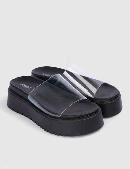 Mules compensées transparentes
