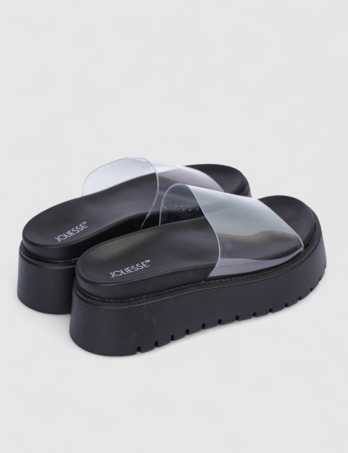 Mules compensées transparentes