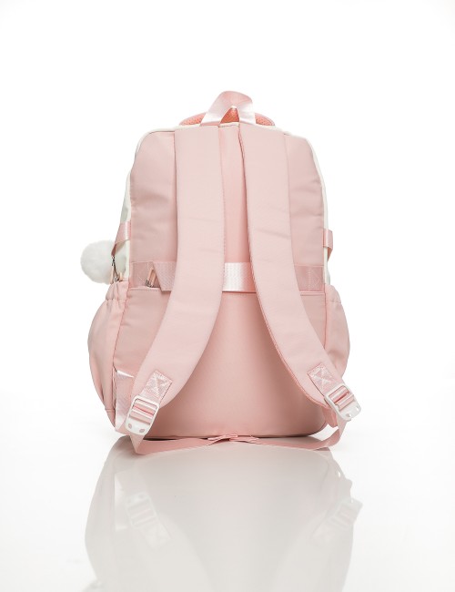 Cette image contient Sac à Dos Rose & Blanc avec Pompon Décoratif chez Joliesse. à 109,99 TND en Tunisie. L'hexa de l'arrière pl