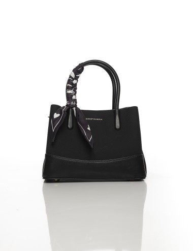 Cette image contient Sac à Main Noir avec Foulard Décoratif chez Joliesse. à 119,99 TND en Tunisie. L'hexa de l'arrière plan est