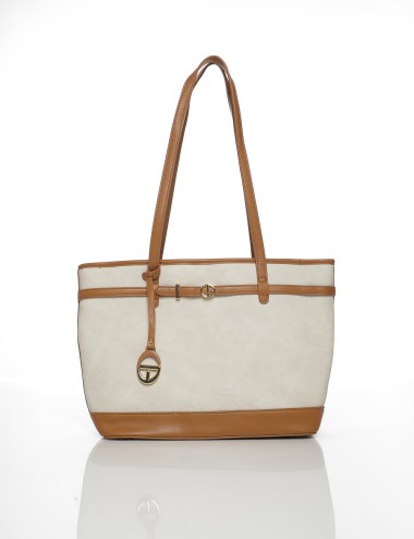 Cette image contient Grand Sac Cabas Bicolore avec Anses Longues chez Joliesse. à 129,99 TND en Tunisie. L'hexa de l'arrière pla