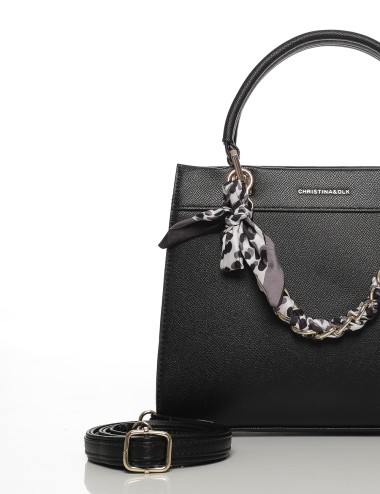 Cette image contient Sac à Main Noir Élégant avec Chaîne et Foulard Joliesse chez Joliesse. à 139,99 TND en Tunisie. L'hexa de l