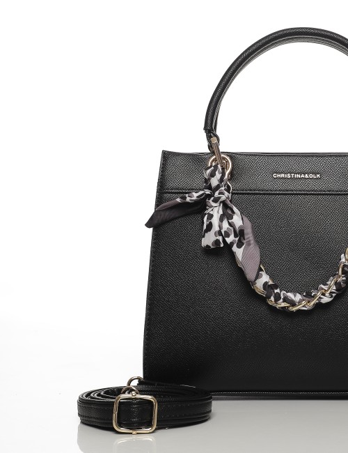 Cette image contient Sac à Main Noir Élégant avec Chaîne et Foulard Joliesse chez Joliesse. à 139,99 TND en Tunisie. L'hexa de l