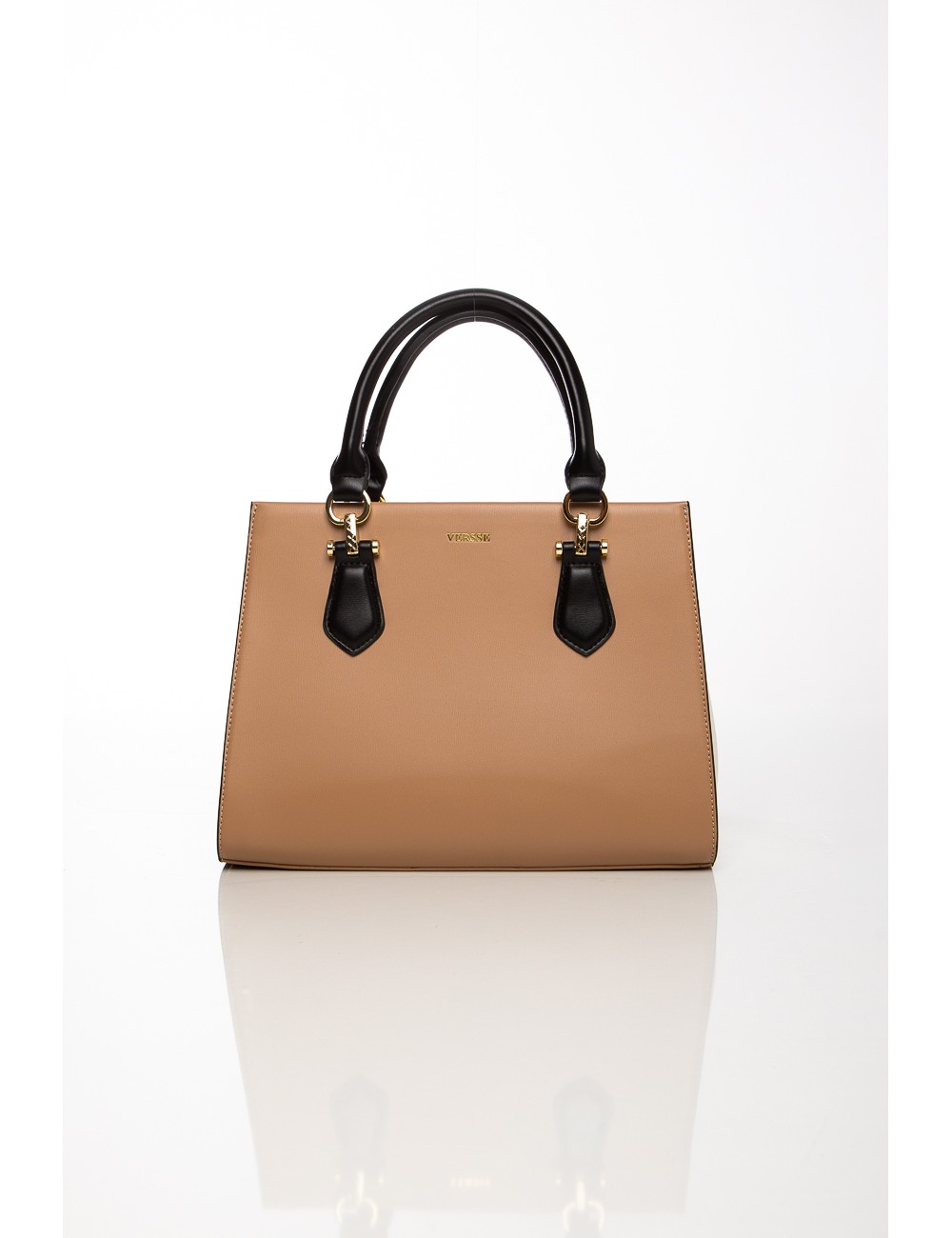 Cette image contient Sac à main en simili cuir beige et noir chez Joliesse. à 139,99 TND en Tunisie. L'hexa de l'arrière plan es