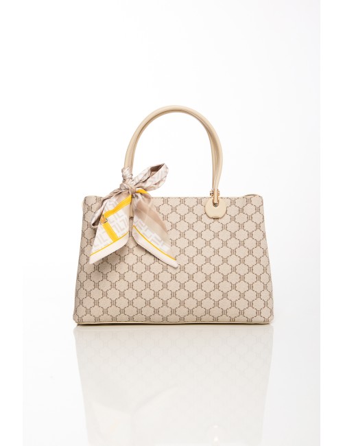 Cette image contient Sac à main élégant motif géométrique avec foulard décoratif chez Joliesse. à 129,99 TND en Tunisie. L'hexa 