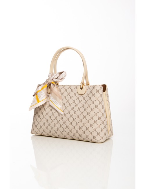 Cette image contient Sac à main élégant motif géométrique avec foulard décoratif chez Joliesse. à 129,99 TND en Tunisie. L'hexa 
