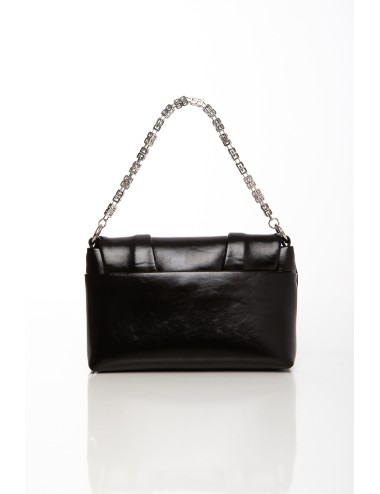 Cette image contient Sac à main noir en simili cuir avec anse décorée argentée chez Joliesse. à 119,99 TND en Tunisie. L'hexa de
