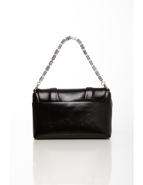 Cette image contient Sac à main noir en simili cuir avec anse décorée argentée chez Joliesse. à 119,99 TND en Tunisie. L'hexa de