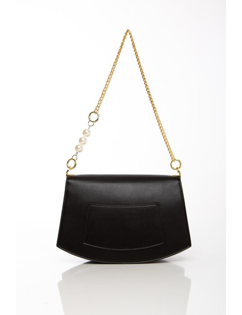 Cette image contient Sac noir chic à chaîne dorée et détails perles chez Joliesse. à 129,99 TND en Tunisie. L'hexa de l'arrière 
