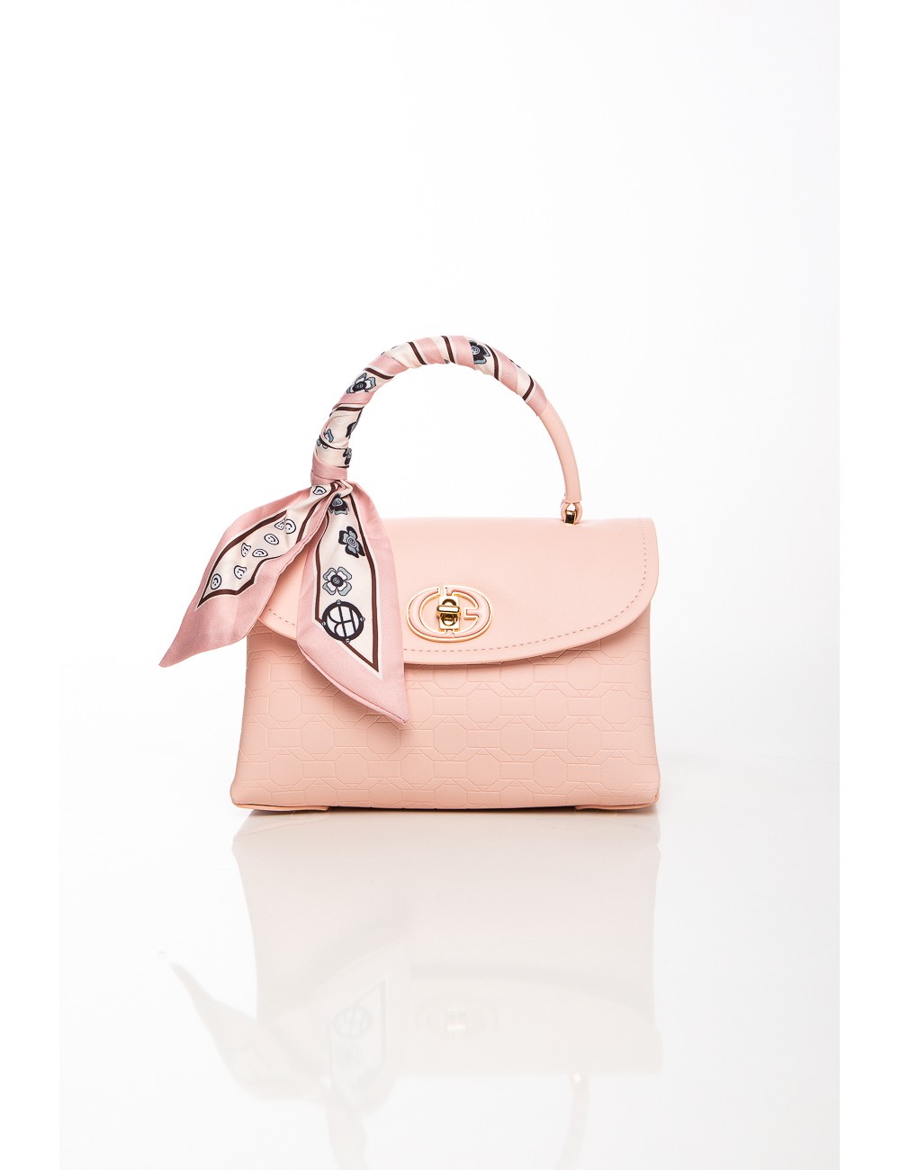 Cette image contient Sac à main rose élégant avec foulard décoratif chez Joliesse. à 129,99 TND en Tunisie. L'hexa de l'arrière 