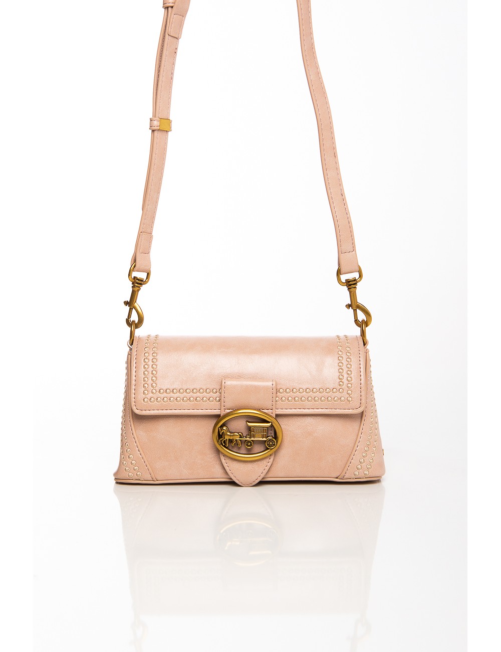 Cette image contient Sac bandoulière beige élégant avec boucle dorée chez Joliesse. à 119,99 TND en Tunisie. L'hexa de l'arrière