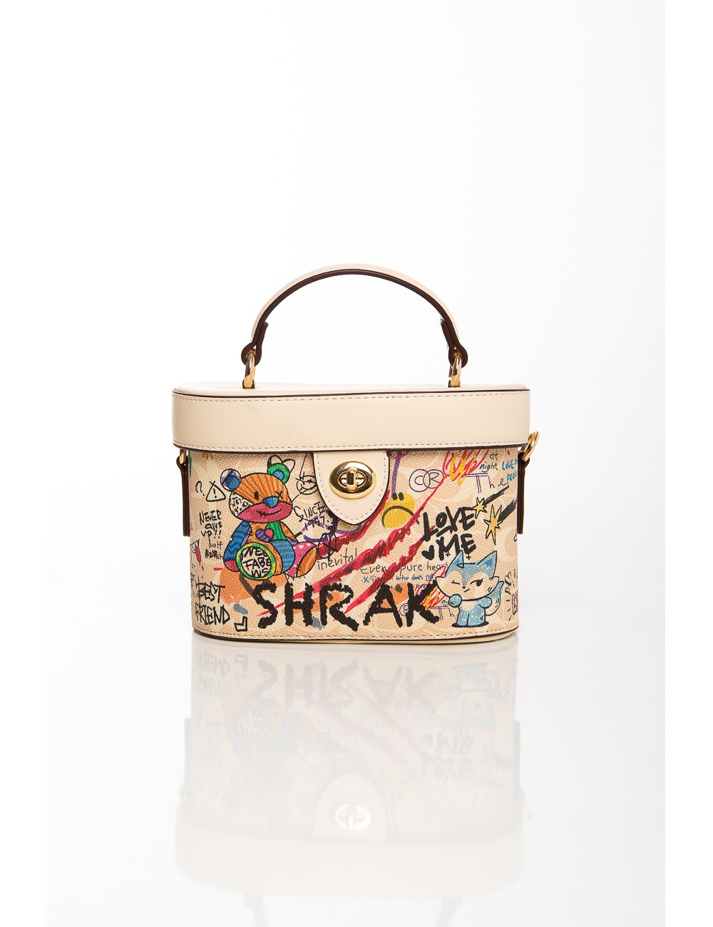 Cette image contient Sac à main boxy beige avec graffitis colorés chez Joliesse. à 129,99 TND en Tunisie. L'hexa de l'arrière pl