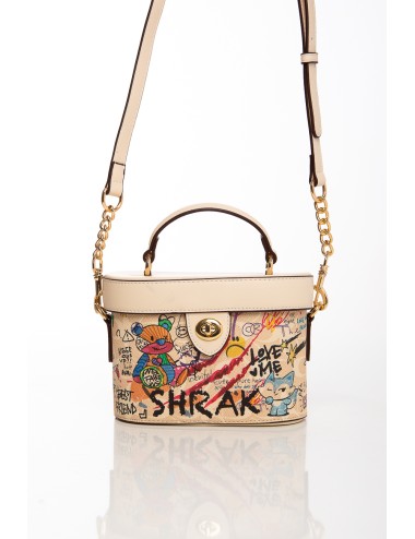 Cette image contient Sac à main boxy beige avec graffitis colorés chez Joliesse. à 129,99 TND en Tunisie. L'hexa de l'arrière pl