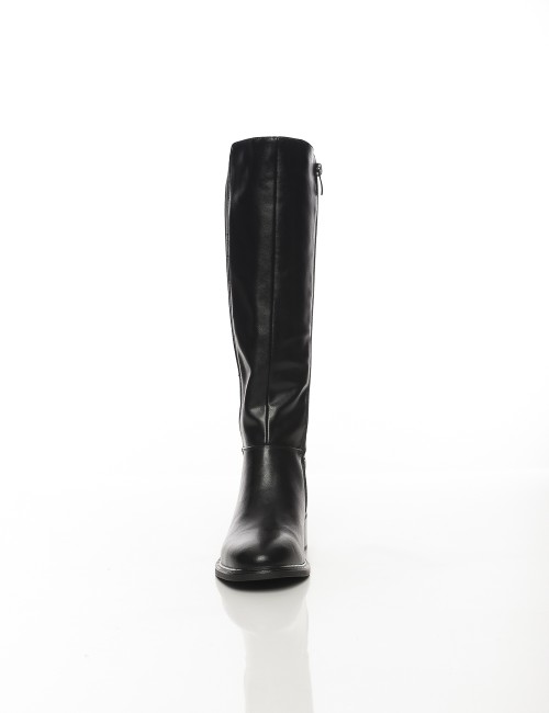 Cette image contient Bottes hautes noires à talon bas carré chez Joliesse. à 189,99 TND en Tunisie. L'hexa de l'arrière plan est