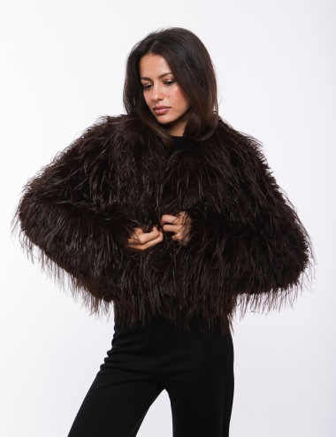 Cette image contient Veste Marron en fausse fourrure avec zip chez Joliesse. à 349,99 TND en Tunisie. L'hexa de l'arrière plan e