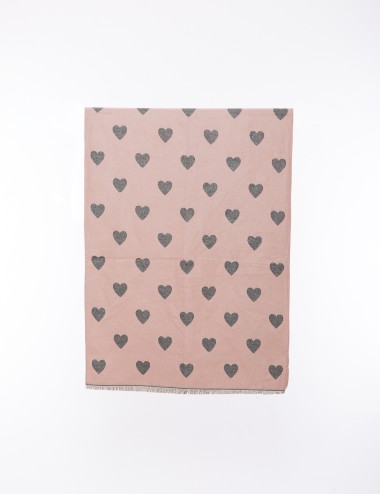 Cette image contient écharpe à motifs cœurs chez Joliesse. à 69,99 TND en Tunisie. L'hexa de l'arrière plan est #E7E7E7