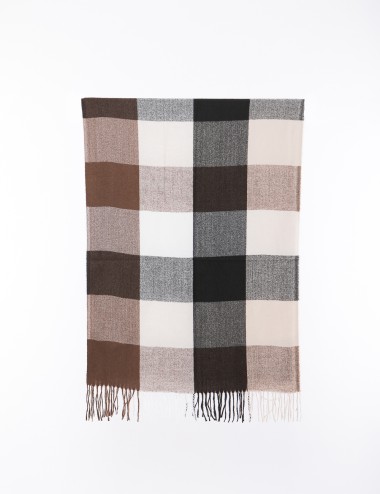 Cette image contient écharpe à motif carreaux chez Joliesse. à 0,00 TND en Tunisie. L'hexa de l'arrière plan est #E7E7E7