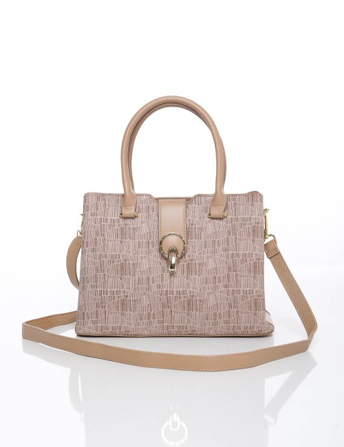 Cette image contient Sac à Main Structuré Fermoir Bijou Doré chez Joliesse. à 139,99 TND en Tunisie. L'hexa de l'arrière plan es