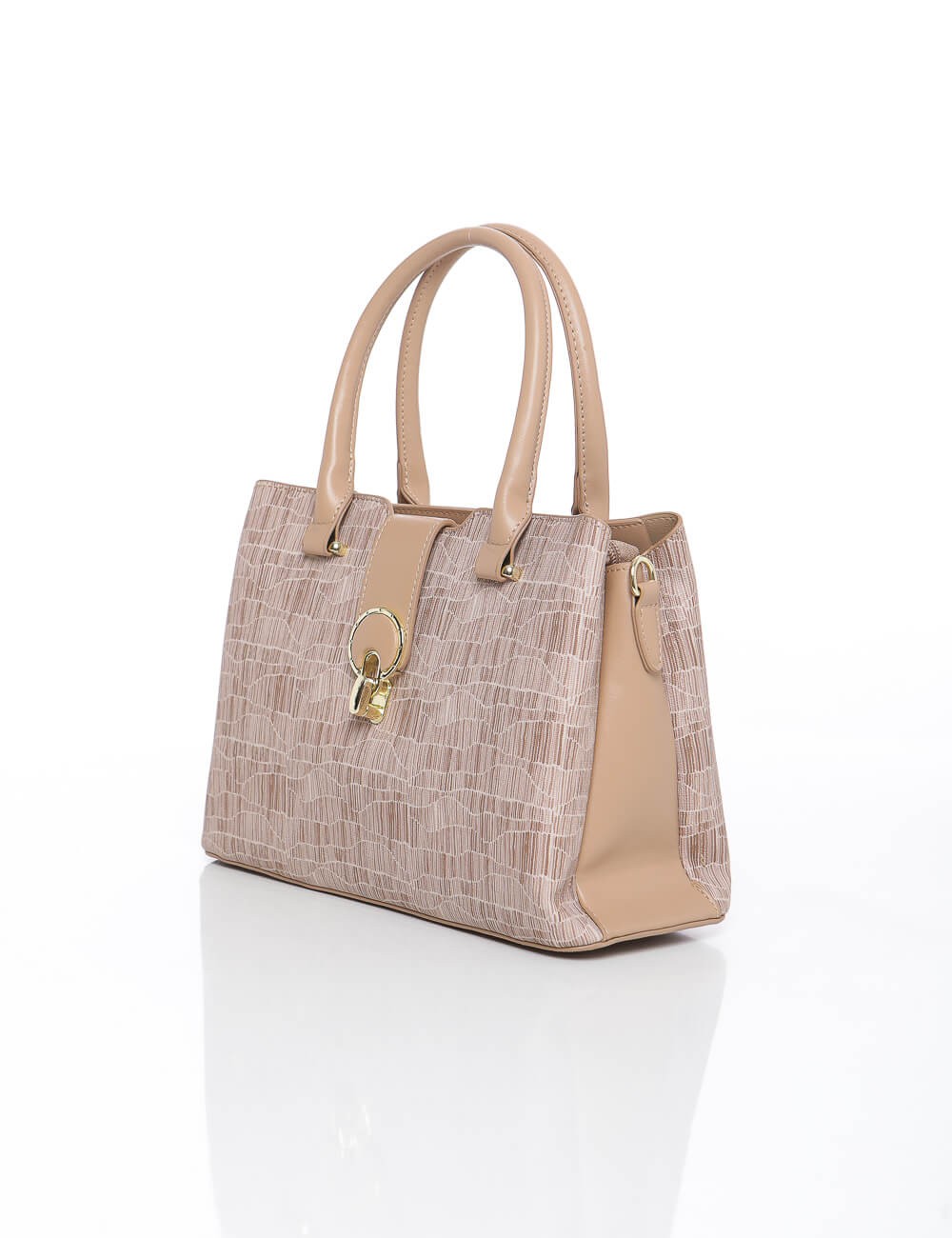 Cette image contient Sac à Main Structuré Fermoir Bijou Doré chez Joliesse. à 139,99 TND en Tunisie. L'hexa de l'arrière plan es