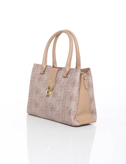 Cette image contient Sac à Main Structuré Fermoir Bijou Doré chez Joliesse. à 139,99 TND en Tunisie. L'hexa de l'arrière plan es