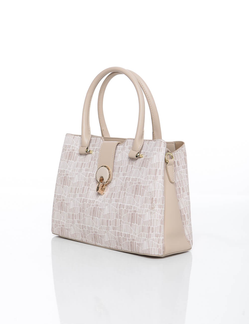 Cette image contient Sac à Main Structuré Fermoir Bijou Doré chez Joliesse. à 139,99 TND en Tunisie. L'hexa de l'arrière plan es