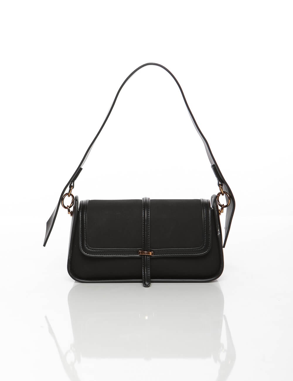 Sac Baguette Noir Bi-Matière Joliesse