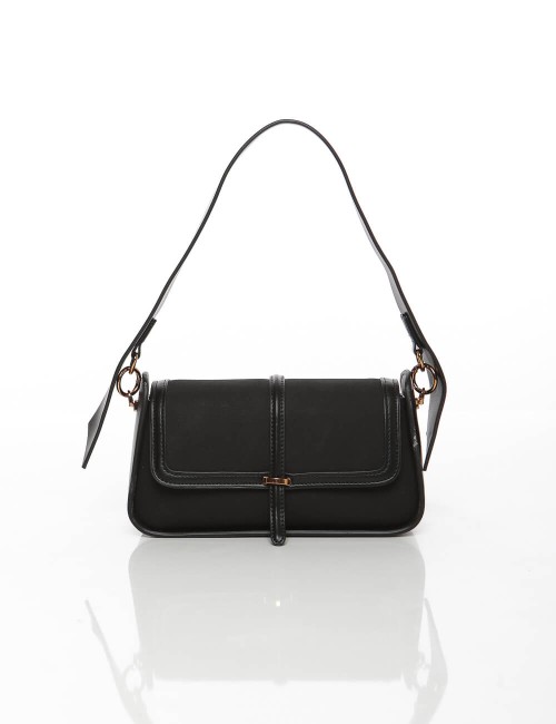 Sac Baguette Noir Bi-Matière Joliesse