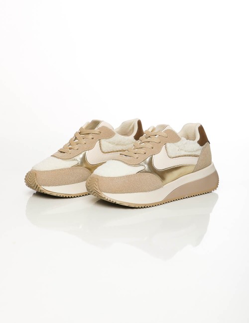 Baskets Plateformes Beige...