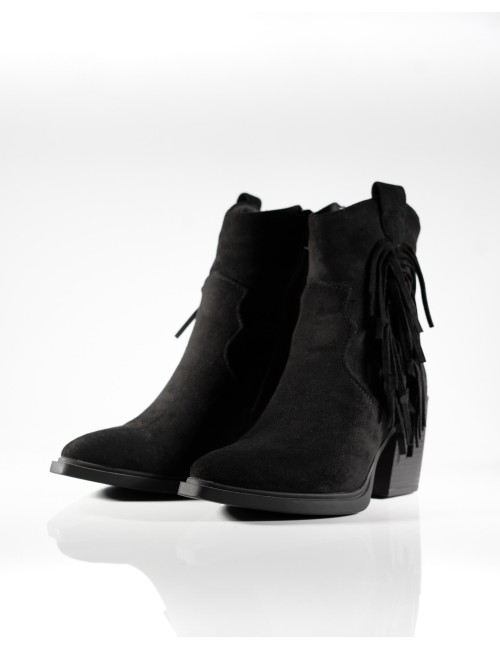 Bottines à Franges en Suédine Noire Joliesse
