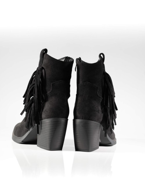 Bottines à Franges en Suédine Noire Joliesse