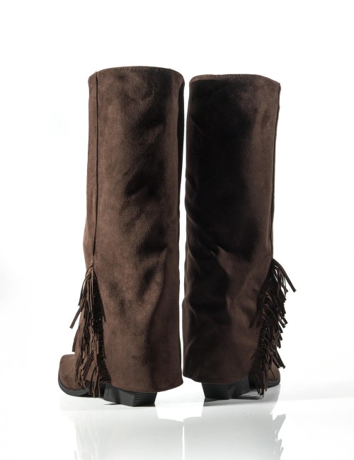 Botte Haute en Daim avec Franges Joliesse