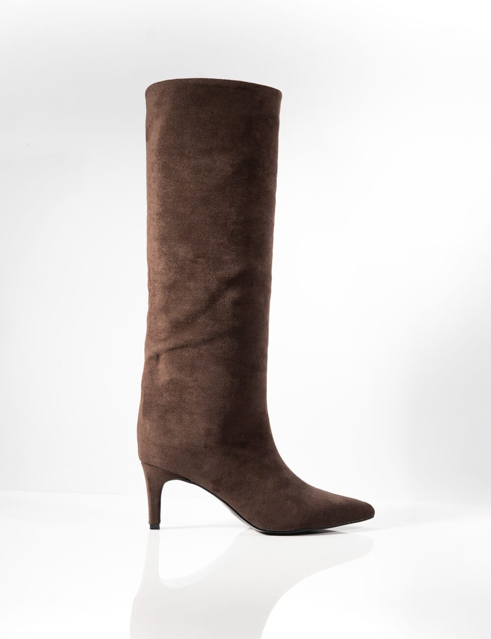 Botte Haute en Daim Marron à Talon Joliesse