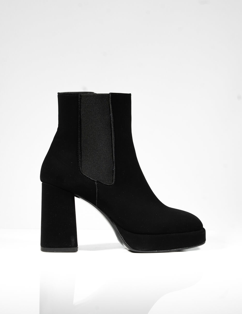 Bottines à Talons Carrés et Plateformes Noire Joliesse