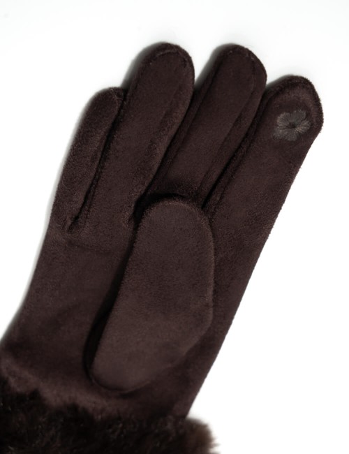 Gants en Marron Chocolat avec Bordure Fourrure Joliesse