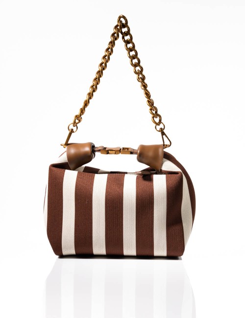 Sac à Main Cabas Rayures avec Chaîne Dorée Joliesse
