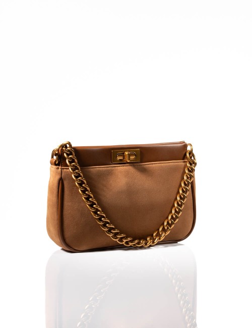 Sac Baguette en Daim avec Chaîne Dorée Joliesse