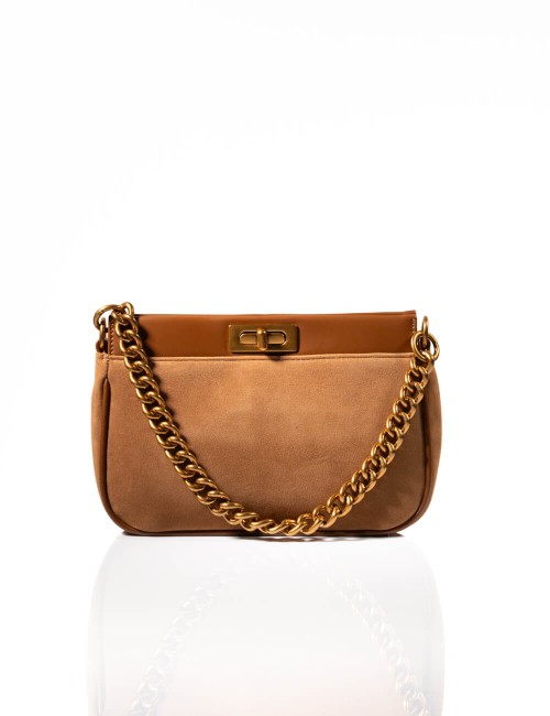 Sac Baguette en Daim avec Chaîne Dorée Joliesse