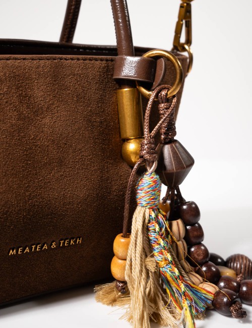 Sac à Main en Daim Marron avec Pompon Joliesse