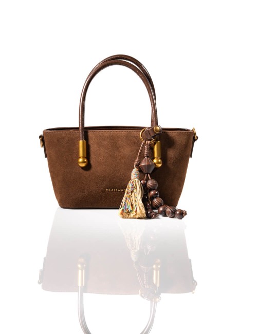 Sac à Main en Daim Marron avec Pompon Joliesse