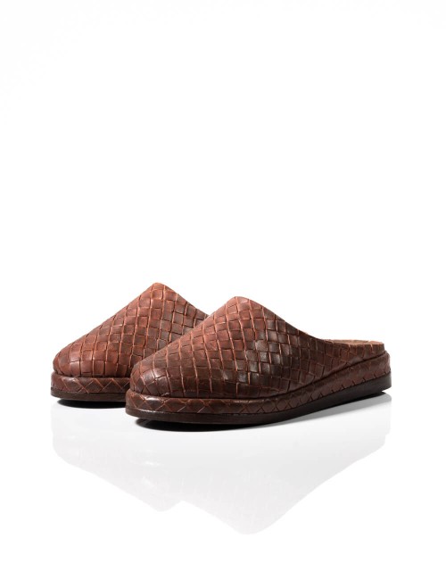 Mules en Cuir Tressé Marron Joliesse