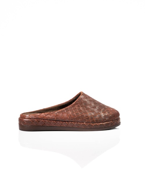 Mules en Cuir Tressé Marron Joliesse